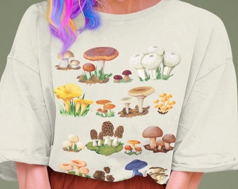T-shirt oversize champignon : imprimé botanique Cottagecore