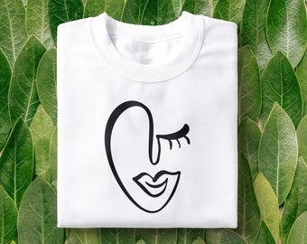Abstract Face T-Shirt: Minimalist Line Art Tee