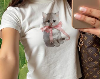 Coquette Kitten Baby Tee: Y2K Top