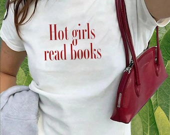 Hot Girls Read Books-T-shirt: baby-T-shirt met boekenwurm