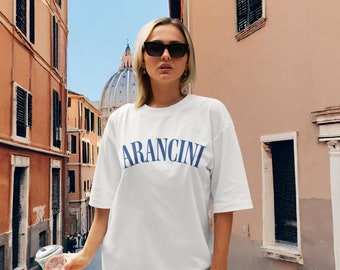 Camiseta Arancini: algodón hilado en anillo unisex, regalo gastronómico italiano