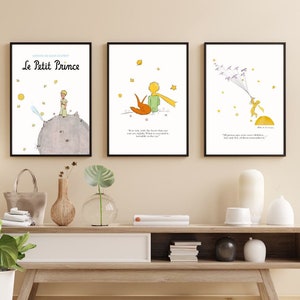 3er Set Le Petit Prince Print, Kleiner Prinz Poster, Little Prince Zitat Print, digitaler Download, druckbare Kunst