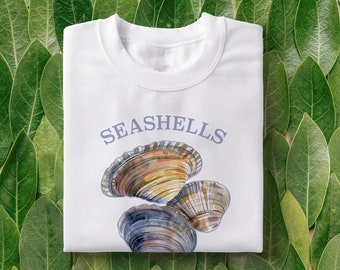 T-shirt schelp, shirt schelp, schelpenillustraties, leuke vintage dames, top in het water, marine, oceaan, coquetteshirt, schelp, zeedieren