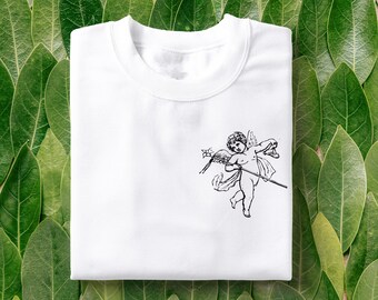 Angel Tee, Cherub T-Shirt, Cherub Angel Pocket Shirt, Women's Angel, Vintage Print, 90s style, Tumblr