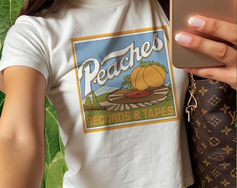Camiseta de bebé Peaches Records: Camiseta de música vintage de los 70