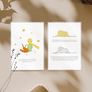 Le Petit Prince Print, Little Prince Poster, Little Prince Illustration, Elephant Hat, Little Prince Quote Print, Boa snake,Digital Download image 4