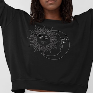 Sonne und Mond Sweatshirt |  Rundhals Mond, Ästhetisches Sweatshirt, Sonne Mond Pullover, Lunar Kleidung