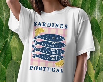 Vintage Sardines Graphic Tee: Portugal Coastal Style T-Shirt