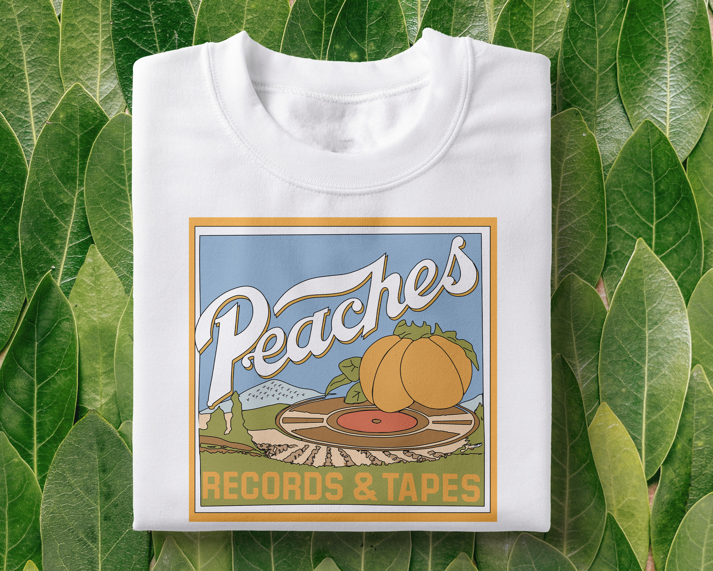 Peaches Records T-Shirt | Tapes, Peachy, Peach, Fruity Tee, Boho, Hippie, Vintage Tee, Tumblr Inspired, Botanical, Music Gifts, Vinyl