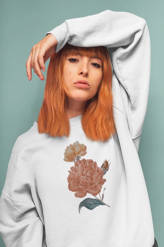 WildAestheticUK Vintage Floral Sweater | Botanic Jumper, Botanical Sweater, Aesthetic Flower Sweatshirt Cottagecore Sweatshirt, Roses Jumper