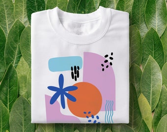 Modern Abstract Art T-Shirt: Abstract Shapes Soft Ringspun Cotton Tee