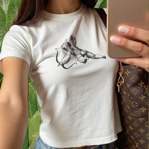 Cupid baby tee, Aesthetic Angel crop top, 90s cupid t-shirt, Retro angel, Vintage Cherub Angel, 90s Cherub Aesthetic shirt, Renaissance Art