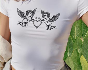 Cherub Angels Baby T-Shirt, Angel Shirt, Vintage Love Heart, Aesthetic Tee