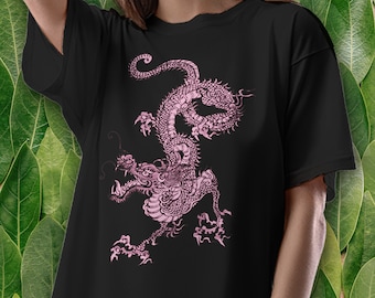 Japanese Dragon T-Shirt | Japanese inspired, japanese art, pink dragon tee, aesthetic tee, Japan lover gift Unisex Japanese tshirt