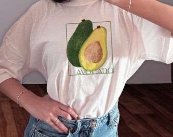 Avocado Graphic T-Shirt: Vintage Fruit Illustration, Soft Cotton Tee