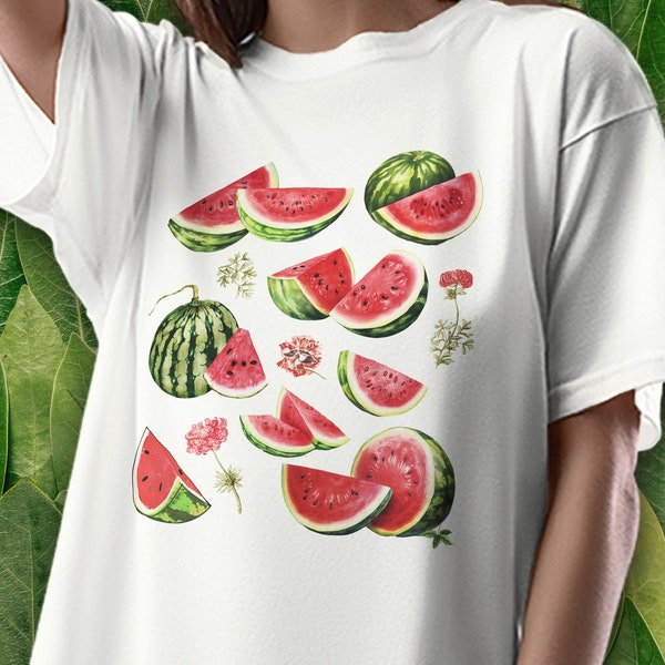 Wassermelonen-T-Shirt, Obst-Grafik-Shirt, Wassermelonen-T-Shirt, Wassermelonen-Zeichnungs-T-Shirt, Vintage-Shirt, Vintage-Frucht, grafische Wassermelone, Palästina