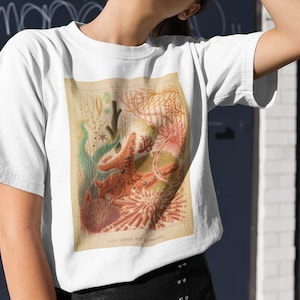 Sea Creatures T-Shirt | Vintage Inspired, Vintage Drawings Tee, Coral Reef, Sea Animals, Vintage Inspired, Starfish, Pastel Top,