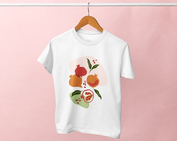 Fruit T Shirt Pomegranate Fruit Print Women s Shirt Fruit Tee Abstract Print Pomegranate Art Cute Tee Fruit Art Summer Art tshirt