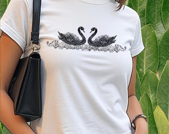 Zwarte zwaan baby-T-shirt, top zwaan coquette, Y2k zwaan T-shirt, zwaan T-shirt, trendy baby-T-shirt, retro zwaan T-shirt, vintage zwanen baby-T-shirt
