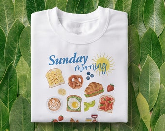 Sunday Morning Tee,  Sundays T-Shirt, Breakfast club top, Sunday brunch tshirt, sunday vibes, aesthetic tee, Sunday tee Shirt women
