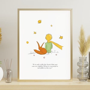 Le Petit Prince Print, Little Prince Poster, Little Prince Illustration, Little Prince Fox, Little Prince Quote Print, Digital Download