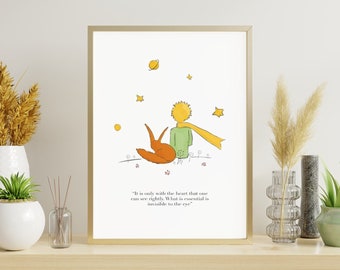Le Petit Prince & Fox Illustration: Quote Art Print (digital