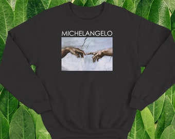 Michelangelo Sweatshirt - Available as Hoodie | Michelangelo Pointing Fingers Jumper, Artist, Vintage Inspired, Arty, Hipster Fashion