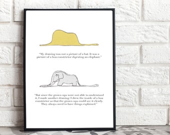Le Petit Prince 'Elephant Hat' Illustration Art Print (Digital Download)