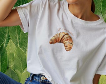 Croissant T-shirt, tomaat meisje zomer, foodie-T-shirt, esthetiek tomaat meisje, Italiaanse gezegden, Italiaans thema, shirt zondag, T-shirt brunch