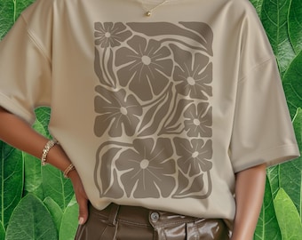 Vintage Linocut Flower T‑Shirt • Botanical Cottagecore Graphic Tee • Comfort Colors Floral Tee • Boho Garden Shirt • Nature Lover Gift