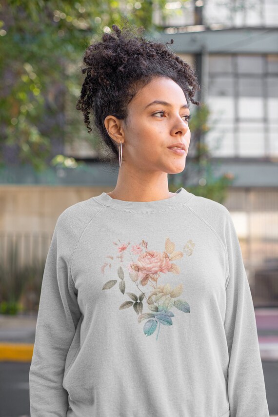 Vintage Floral Sweatshirt Flowery Sweater Botanical Sweater