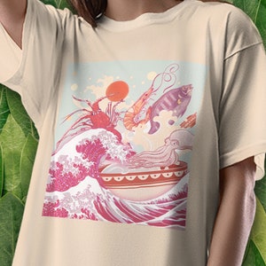 Japanese Streetwear t-shirt | The Great Wave off Kanagawa, Abstract Art tshirt, Japanese Art, Fantasy T-Shirt, Graphic tee, great wave fish