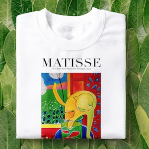 Matisse Cat T-Shirt | Vintage Art, Abstract Painting Tee, Henri Matisse, Minimalist, Art Lovers, Pastel T-Shirt