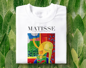 Matisse Cat T-Shirt | Vintage Art, Abstract Painting Tee, Henri Matisse, Minimalist, Art Lovers, Pastel T-Shirt