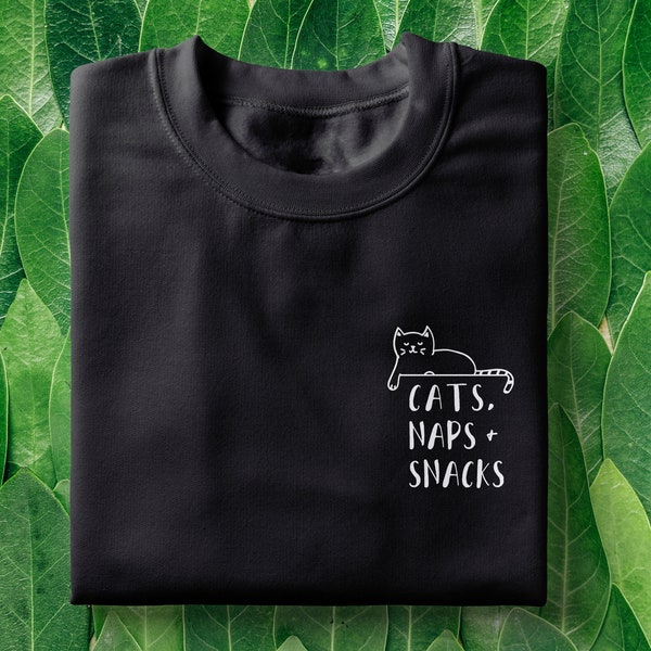 Katzen, Naps, Snacks Tee | Katzen T-Shirt, Nap Queen, Kätzchen, Feline TShirt, Katzen Umriss, Tierliebhaber Shirt, Crazy Cat People Gift