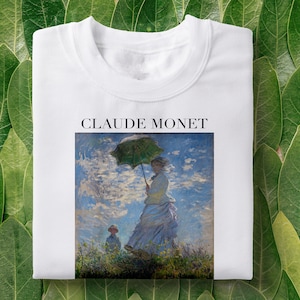Monet Woman with a Parasol Lilies T-Shirt | Claude Monet, French Painters, Painting Shirt, monet, art lover gift, art gift, Art Lovers Tee