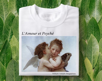 Camiseta "L'Amour et Psyche": Arte de Cupido y Ángeles Besándose - Algodón Suave