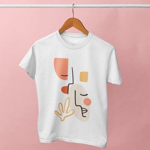 Abstract Faces T-Shirt | Design Print, Faces Top, Arty Tee, Abstract Print, Shapes, Cute Tee, Spring Tee, Spring Fashion, Colorful shirt