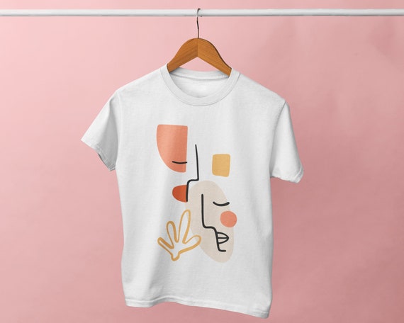 Faces Design Print, Print, Abstract Colorful Spring Tee, Fashion, Shirt Top, Tee, Etsy Spring - Shapes, Abstract Arty Cute Faces T-shirt Tee,