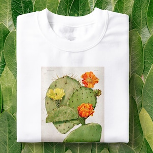 Cactus Flowers T-Shirt | Vintage Inspired Illustrated Cacti, Boho Plants Tee, Retro Succulent, Botanical shirt, Botanist, aesthetic top