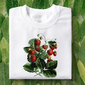 Strawberry Tree Vintage Illustrated T-Shirt | Botanist Shirt, Botanical Tee, Fruit Tee, Plants Shirt, Tumblr Aesthetic,  Womens Clothing