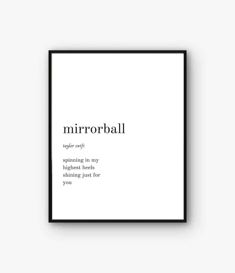 Taylor Swift mirrorball Lyrics Printable Download Taylor Etsy