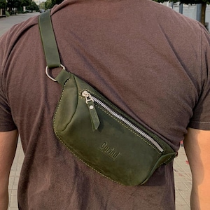 Marsupio in pelle, piccola borsa a tracolla personalizzata, marsupio in pelle, borsa a tracolla da uomo personalizzata, regalo per uomo, regalo per papà e fidanzato
