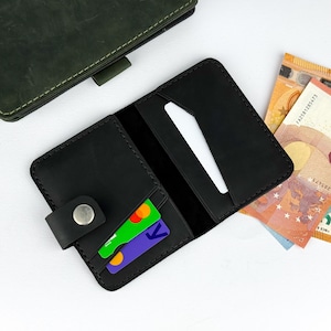 Cartera delgada de cuero, tarjetero personalizado, tarjetero de visita, tarjetero personalizado para hombre, regalo para novio, regalo para el día del padre