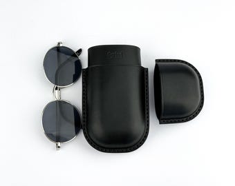 Leren brillenkoker hard, damesbrilopslag, aangepaste lenzenvloeistofhouder, brillenkoker, gegraveerde glazendoos, cadeau voor vader, cadeau voor vrouw