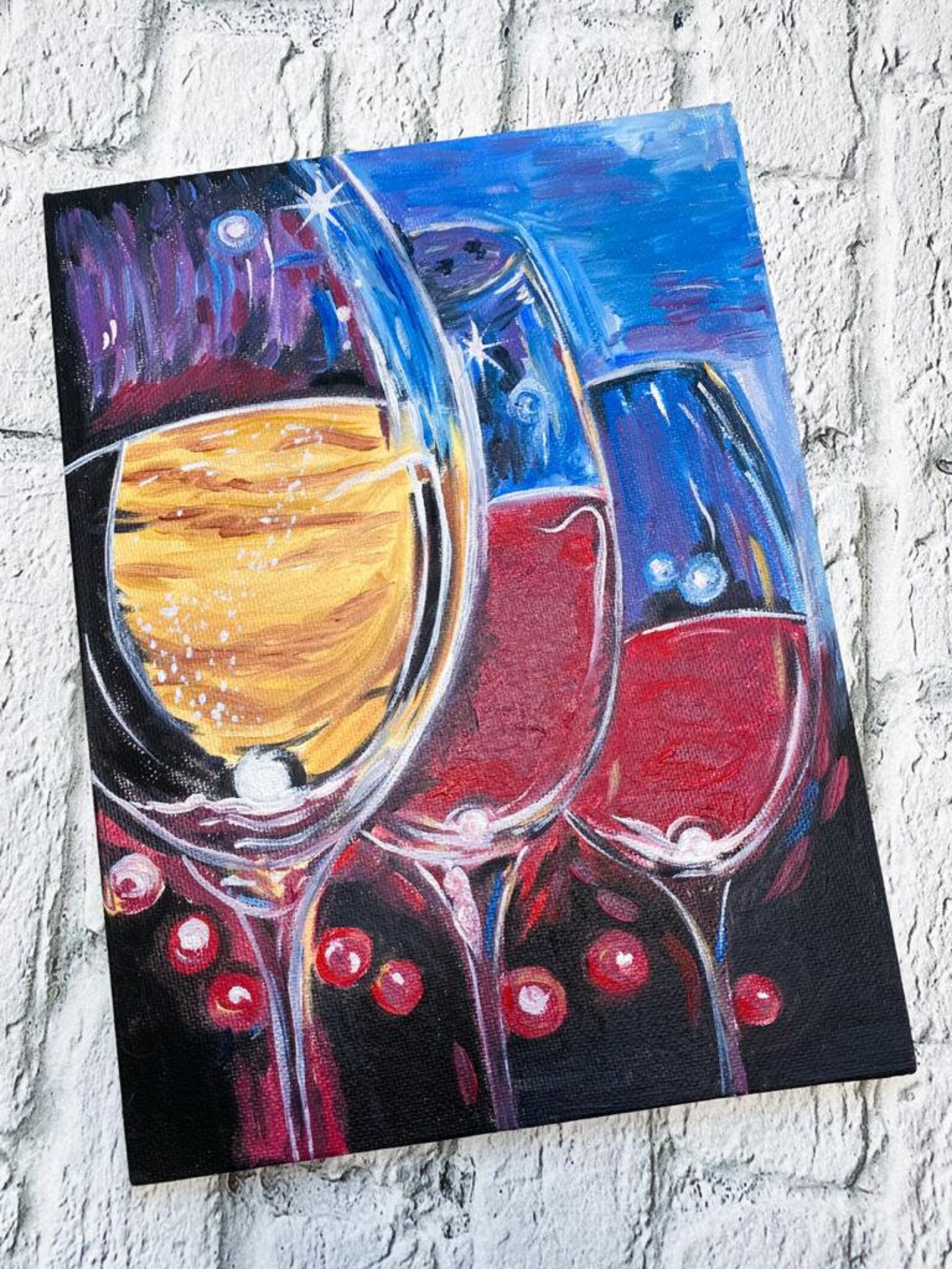 Celebration Handmade Original Oil Painted Card Oil Painting Etsy