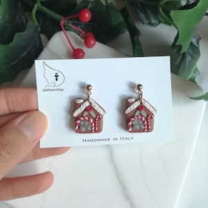 Gingerbread House, Winter Earrings, Christmas Earrings, Polymer Clay Earrings, Holiday Earrings,Gifts for Her, Personalized Gifts
