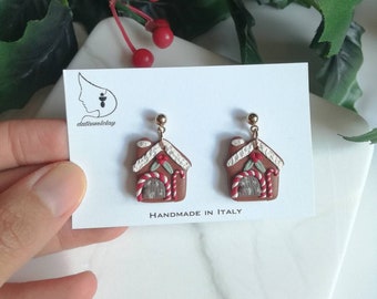 Gingerbread House, Winter Earrings, Christmas Earrings, Polymer Clay Earrings, Holiday Earrings,Gifts for Her, Personalized Gifts