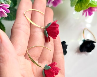 Poppy Earrings, Polymer Clay Poppy Earrings, Flower Clay Earrings, Gifts for Her, Unique Holiday Gift