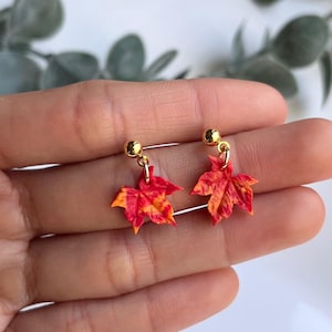 Ahornblatt Ohrringe Herbst Kanada Symbol gelbes Ahornblatt Herbst Blatt Ohrringe Blatt Polymer Clay Schmuck Geschenk für ihren Ahornblatt Schmuck
